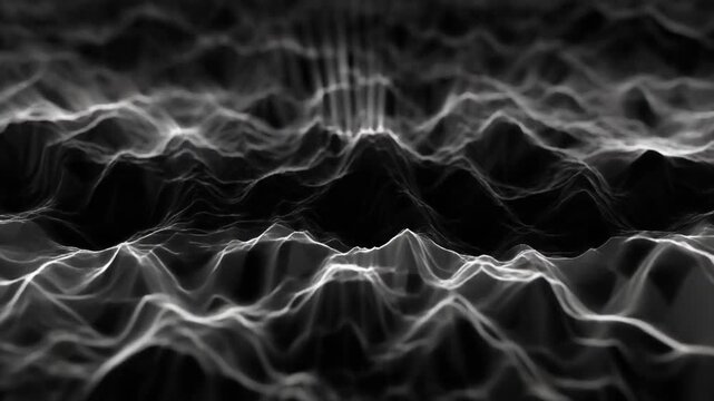 Abstract motion background of aggressive black and grey sonic waves rapidly vibrating symbolizing force and energy