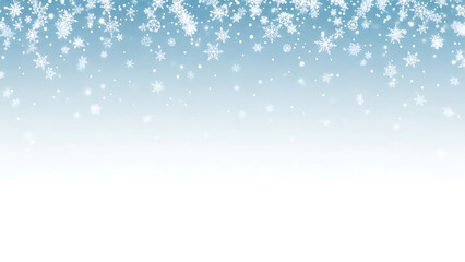 Fototapeta premium Falling white snowflakes on a blue gradient background