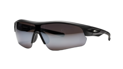 Professional Wrap-around Sport Sunglasses in Matte Black, Clean Background Removal for Performance Gear