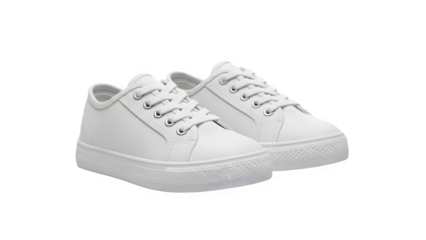 Pair of Classic White Low-Top Canvas Sneakers, Isolated Subject with Alpha Transparency for Design