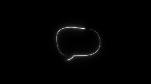 Glowing neon message bubble animation. SMS or chat message icon neon line glowing. Talk bubble, cloud speech bubble concept