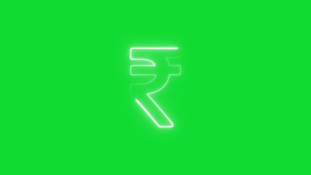 Glowing Neon rupee currency Icon animation. neon Indian rupee symbol animation on black background for finance, Finance and Money Symbol On Indian rupee currency.