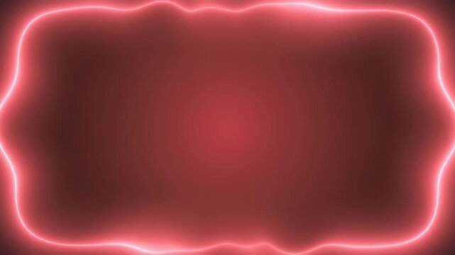 Abstract Glowing Neon Red Border Frame on Dark Red Background. 4K Abstract Background Animation Video