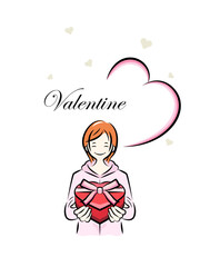 ハート型のプレゼントを手渡して告白する女性｜バレンタインチョコレート