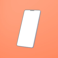 3D素材_スマートフォン_シルバー_オレンジ