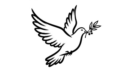 Obraz premium Dove Flying with Olive Branch.