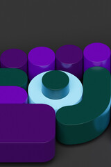 A stylized 3D shapes  against a  monochrome background, illustrating a digital abstract form