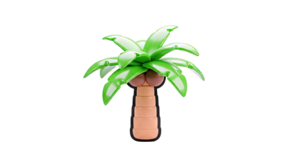3D Stylized Palm Tree with Coconuts Icon on transparent background