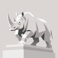 Fototapeta premium Geometric Rhino Sculpture on Pedestal.