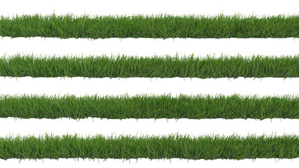 Green Grass Strips in Simple Minimalist Style with Natural Lighting on White Background for Lawn Care
