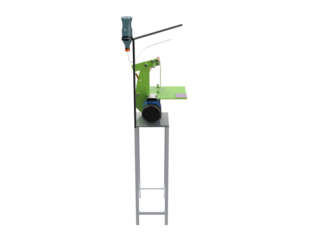 Professional Benchtop Belt Grinder 3D Illustration: Heavy-Duty Industrial Grinding Equipment Featuring Water Coolant Reservoir, Presented on a Metal Workbench Stand, Isolated PNG Transparent HD