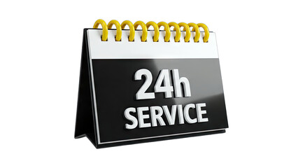 3D 24h Service sign on transparent background