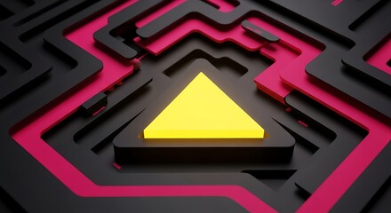 Modern Geometric Design with Illuminated Triangle and Abstract Paths