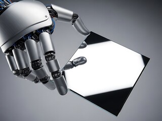 Robot Hand Holding a Reflective Square - Artificial Intelligence Concept