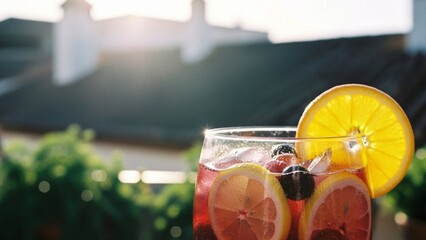 Cold Fruity Drink with Orange Slices