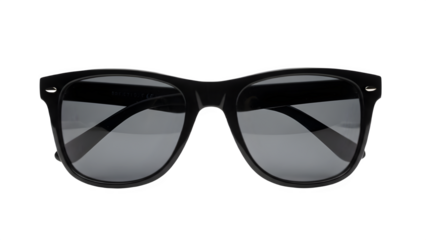 Iconic black frame sunglasses with grey lenses, essential summer accessory presented as a clean isolated subject for product mockups.