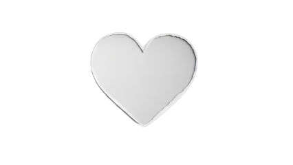 3D White Heart Shape on transparent background