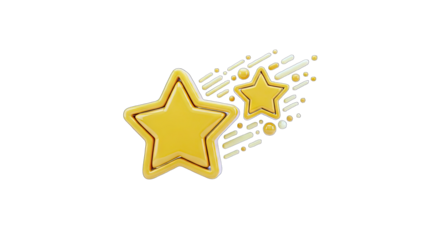 3D Golden Star Trail Element on transparent background