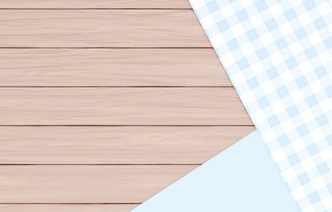 背景素材_木のテーブルと布_水色