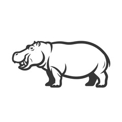 Fototapeta premium Simple black and white illustration of a hippopotamus in profile view