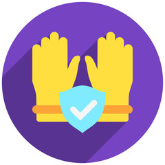 Obraz premium Safety Gloves Rounded Flat Color Icon Mini Illustration, Use For Modern Concept, Print, Ui, Ux Kit, Web And App Development. Vector Related To Firefighter, Rescue And More