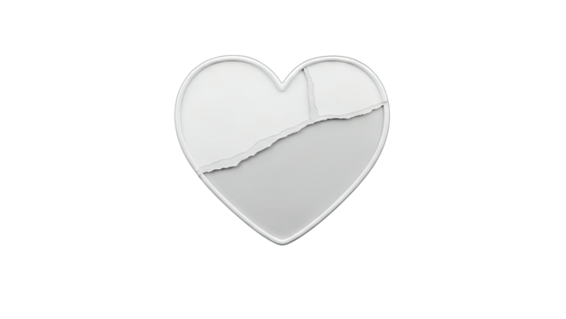 3D Torn Heart Symbol on transparent background - Powered by Adobe