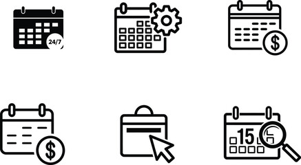 set of calendar icons with different symbols