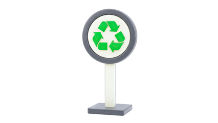 3D Recycling symbol sign on transparent background