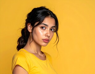 an expressionless woman