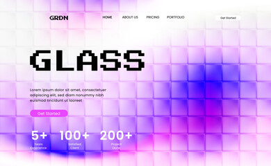 Fototapeta premium Glass tile background with glowing gradient in purple tones