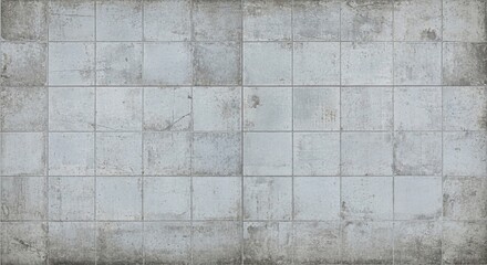 Grungy tiled wall with faded blue and green hues