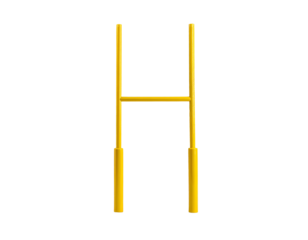 Golden H-shaped goalposts on a black background