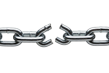 Obraz premium Broken metal chain link. Concept of failed connection or freedom.