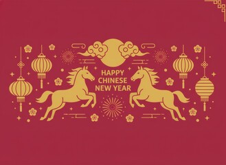 Fototapeta premium Golden Horses Chinese New Year