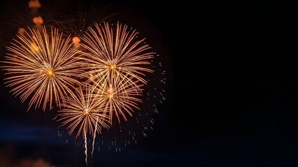 Vibrant fireworks explode in night sky