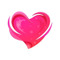 Bright Pink Heart Illustration With Swirls And Bubbles For Love, Romance, And Valentine Themes