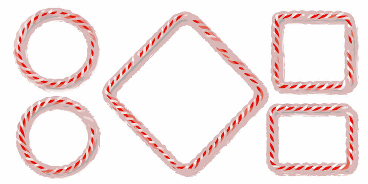 Red and white candy cane shapes circles diamonds and squares