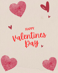 Happy Valentine&rsquo;s Day Card With Red Hearts, Handwritten Script, And Classic Paper Texture