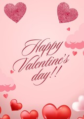 Romantic Valentine&rsquo;s Day Card with Hearts and Soft Pink Background for Greeting Design
