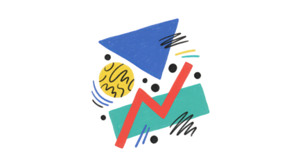 Memphis Style Geometric Shapes with Textured Lines