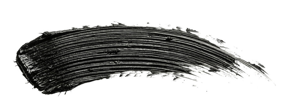 Black mascara smear stroke isolated. Cosmetic texture swatch.