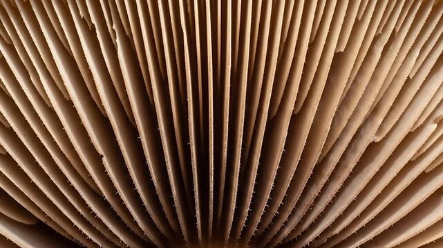 Macro Mushroom Gills Abstract Pattern Detailed Organic Fungus Texture Natural Biology.