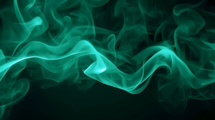 Dynamic teal smoke billows gracefully across a dark backdrop, creating an enchanting ethereal wave of mist and vapor with captivating organic shapes