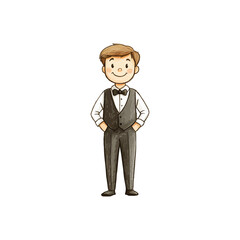 Obraz premium waiter hand drawn vector illustration