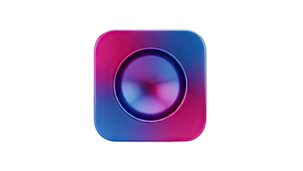 3D Abstract round button with pink blue gradient on transparent background