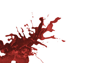 Red Paint Splash in Dynamic Motion with Vibrant Color on Isolated White Background for Creative Design
