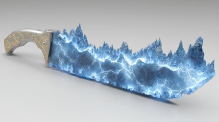 A magical ice sword with glowing blue energy.