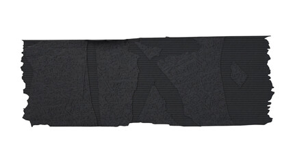 Torn black fabric strip in distressed texture with dark shadows and rough edges for grunge design