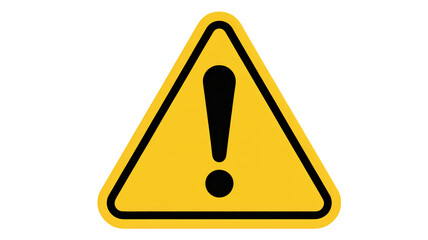Warning sign with exclamation mark in yellow triangle on white background with bold black border for safety alert