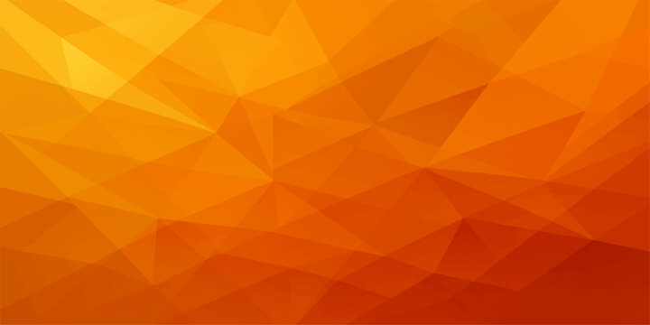 Creative abstract orange background featuring a geometric triangle pattern and yellow polygon shapes in a vector mosaic style for a modern web wallpaper design